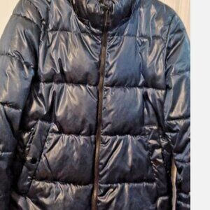 DKNY Women's Puffer Coat Size M Blue Warm Winter Holidays No Hood
